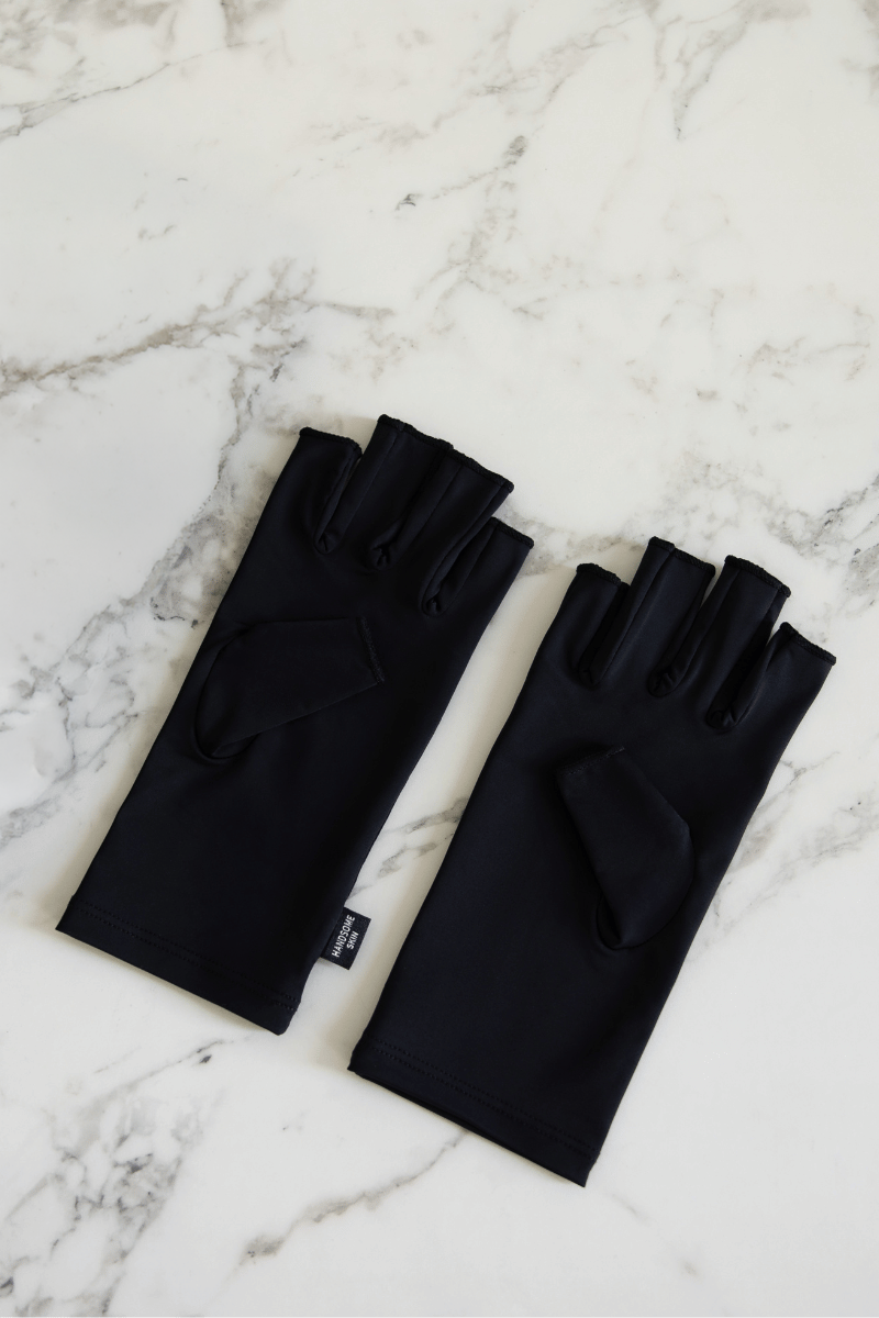 MY SHIELD BASALT ZWART UPF 50+ handschoenen met open-tip design