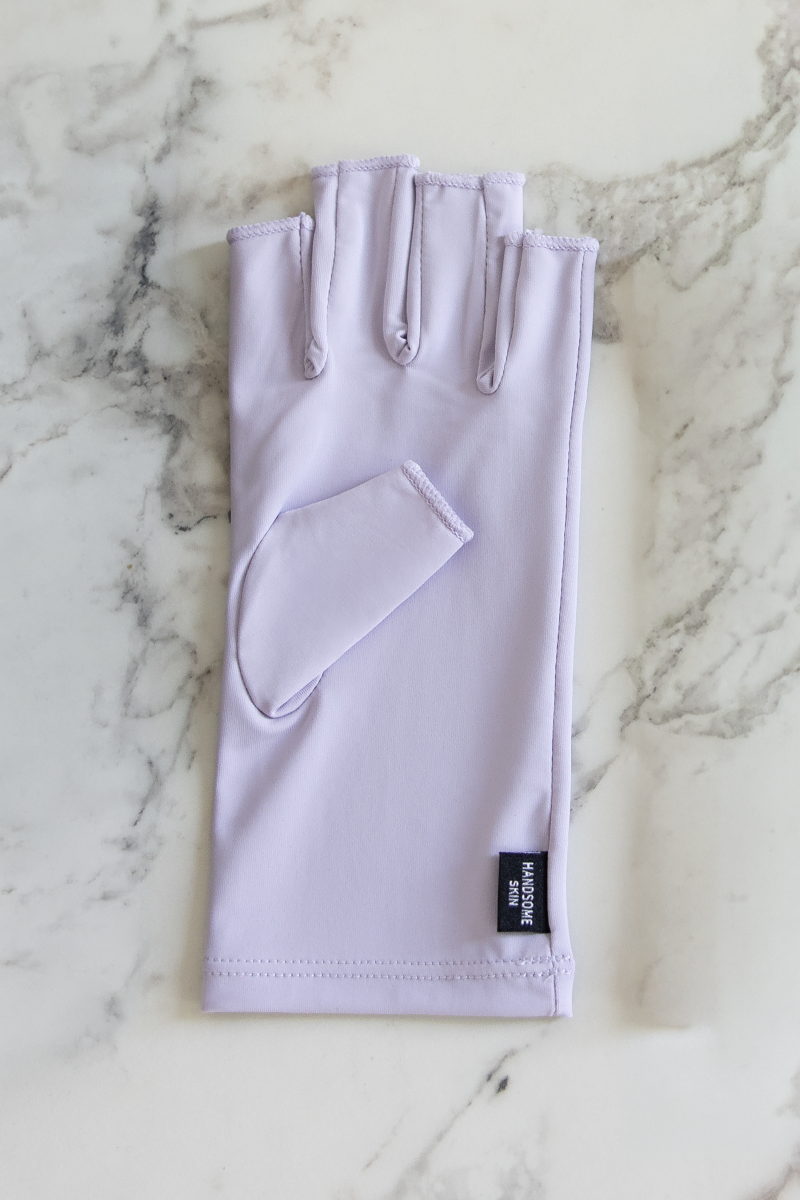 MY MINERAL KUNZITE licht paarse UPF 50+ handschoenen met verfijnde pasvorm en open vingertoppen