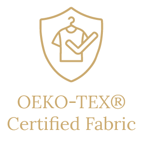 OEKO-TEX® STANDARD 100 gecertificeerd – veilig voor direct huidcontact goud logo met tekst