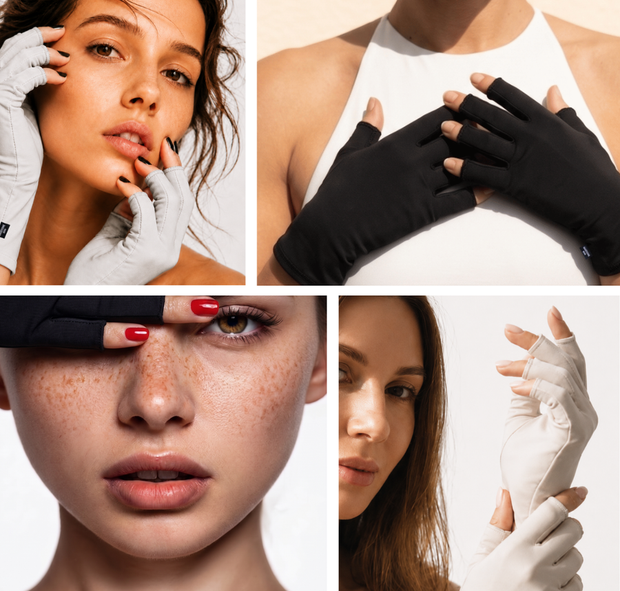 Handsome Skin MY SHIELD ANTI-AGING UPF 50+ handschoenen met open-tip design  4 sfeerbeelden 
